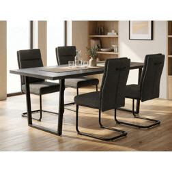 Židle jídelní, taštičkové pružiny v sedáku, madlo na opěráku, tmavě šedá látka, černý kov