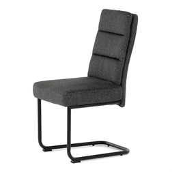 Židle jídelní, taštičkové pružiny v sedáku, madlo na opěráku, tmavě šedá látka, černý kov