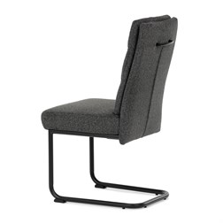 Židle jídelní, taštičkové pružiny v sedáku, madlo na opěráku, tmavě šedá látka, černý kov