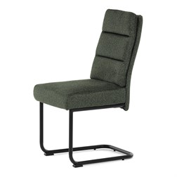 Židle jídelní, taštičkové pružiny v sedáku, madlo na opěráku, zelená látka, černý kov