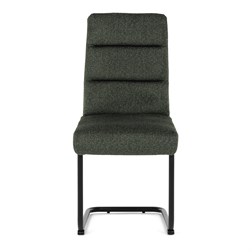 Židle jídelní, taštičkové pružiny v sedáku, madlo na opěráku, zelená látka, černý kov