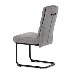 Židle jídelní, taštičkové pružiny v sedáku, madlo na opěráku, světle šedá látka, černý kov