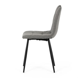 Židle jídelní, madlo, snadno čistitelná šedá látka, černý matný lak, kovové nohy