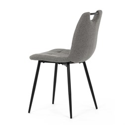 Židle jídelní, madlo, snadno čistitelná šedá látka, černý matný lak, kovové nohy