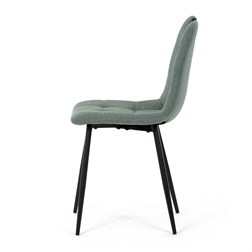 Židle jídelní, madlo, snadno čistitelná zelená látka, černý matný lak, kovové nohy