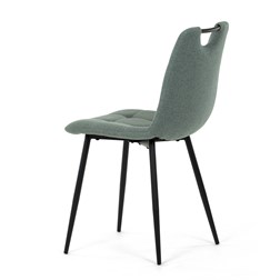 Židle jídelní, madlo, snadno čistitelná zelená látka, černý matný lak, kovové nohy