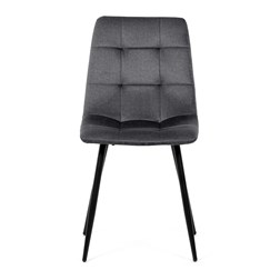 Židle jídelní, šedá látka, čtyřnohá kovová podnož, černý mat
