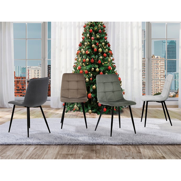 Jedálenská stolička, šedá, zamatová látka, DCL-X7015 GREY2