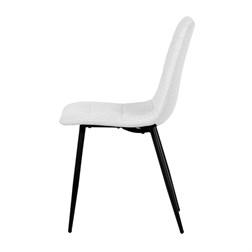Židle jídelní, bílá látka, čtyřnohá kovová podnož, černý mat