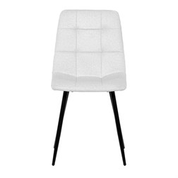Židle jídelní, bílá látka, čtyřnohá kovová podnož, černý mat
