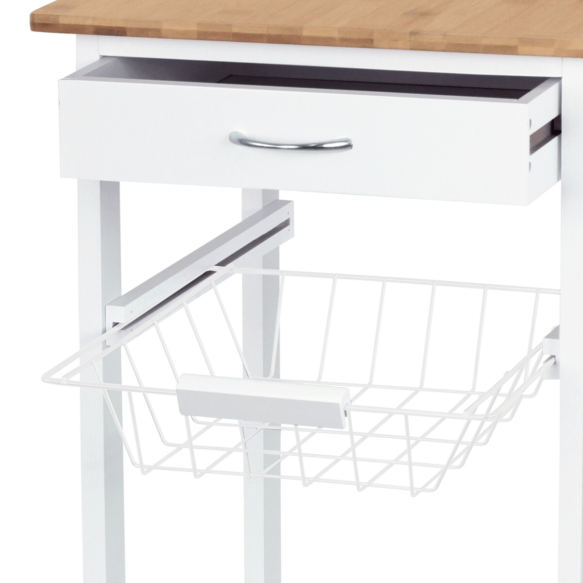 Servírovací stolík bambus/MDF/kov DR-044 Biela