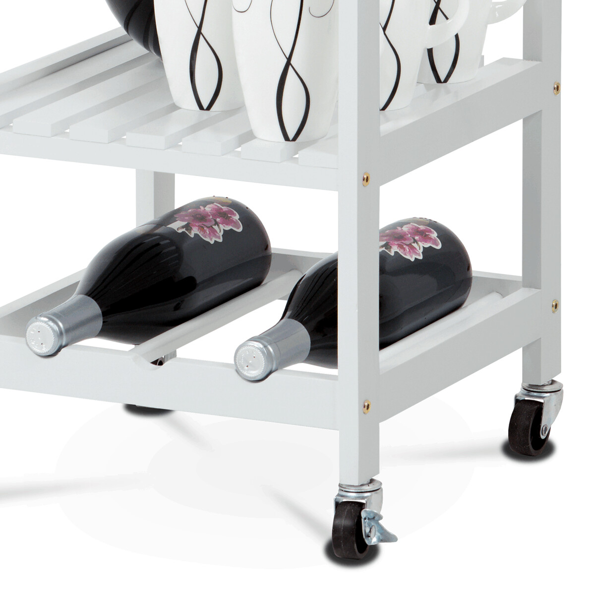 Servírovací stolík bambus/MDF/kov DR-044 Biela