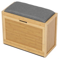 Botník, masiv bambus, přírodní odstín, šedá látka