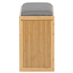 Botník, masiv bambus, přírodní odstín, šedá látka