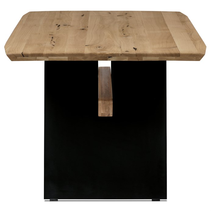 Jedálenský stôl, 200x100 cm,masiv dub, zkosená hrana, kovová noha, čierny lak DS-M200 DUB