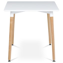 Jídelní stůl 120x80x74 cm, MDF / kovová kostrukce - bílý matný lak, dřevěné nohy