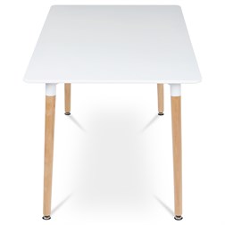 Jídelní stůl 120x80x74 cm, MDF / kovová kostrukce - bílý matný lak, dřevěné nohy