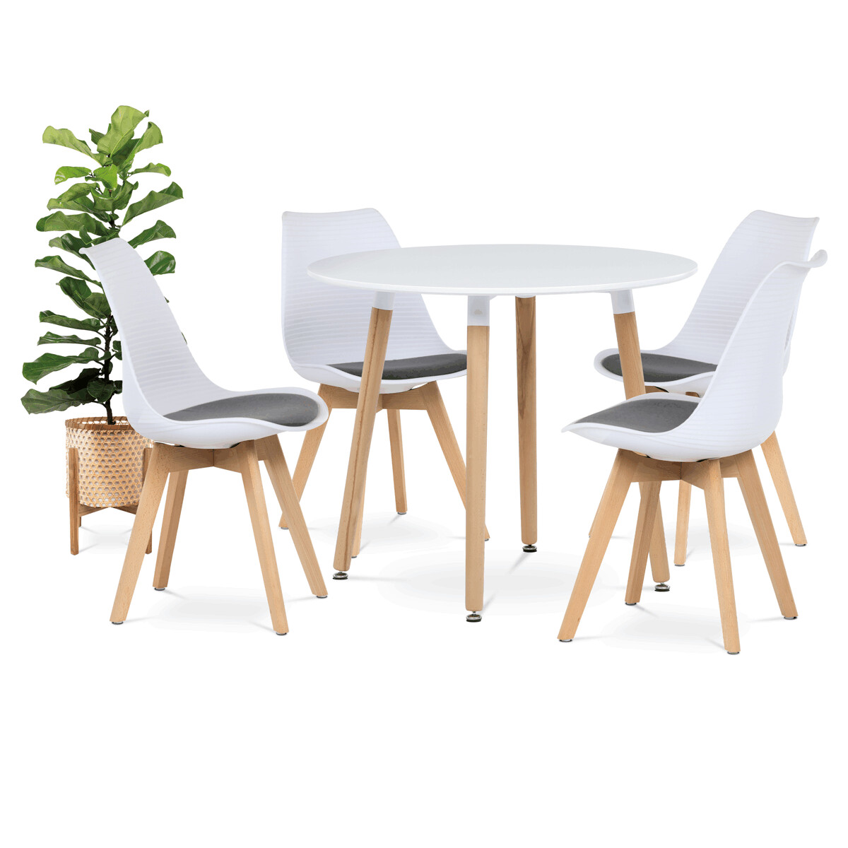 Okrúhly jedálenský stôl MDF/masív buk DT-306 WT Biela