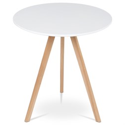 Jídelní stůl kulatý 70x70x75 cm, deska MDF bílý matný lak, nohy masiv buk,