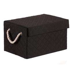 Koš regálový - látkový s uchy, hranatý, černý