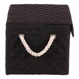 Koš regálový - látkový s uchy, hranatý, černý