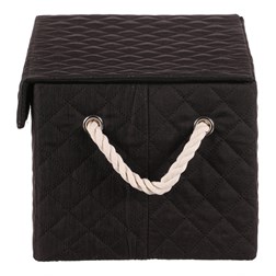 Koš regálový - látkový s uchy, hranatý, černý