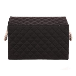 Koš regálový - látkový s uchy, hranatý, černý