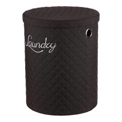 Koš prádelní - látka, kulatý, černý, cena za sadu 5 ks