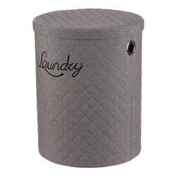 Koš prádelní - látka, kulatý, šedý, cena za sadu 5 ks