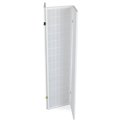 Paraván dřevěný 3 dílný, masiv smrk, bílá netkaná textilie, bílý matný lak