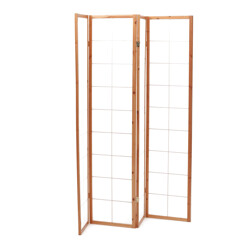 Paraván dřevěný 4 dílný, masiv smrk, bílá netkaná textilie, přírodní odstín