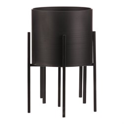 Set 2 kovových interiérových stojanov na kvety, kruhové, čierny a zlatý mat