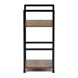 Regál, 2 police, dekor staré dřevo, MDF, černý lak