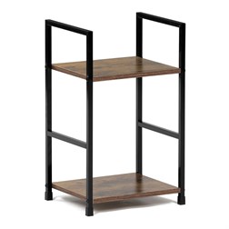 Regál, 2 police, dekor staré dřevo, MDF, černý lak