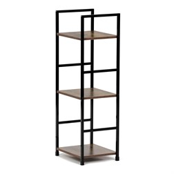 Regál, 3 police, dekor staré dřevo, MDF, černý lak