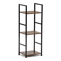 Regál, 3 police, dekor staré dřevo, MDF, černý lak