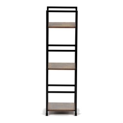 Regál, 3 police, dekor staré dřevo, MDF, černý lak