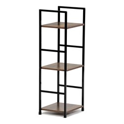 Regál, 3 police, dekor staré dřevo, MDF, černý lak