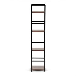 Regál, 4 police, dekor staré dřevo, MDF, černý lak