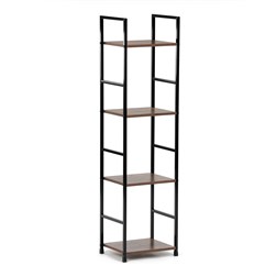 Regál, 4 police, dekor staré dřevo, MDF, černý lak