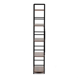 Regál, 5 polic, dekor staré dřevo, MDF, černý lak