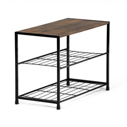 Botník, 2 police, MDF, dekor staré dřevo sonoma, černý kov