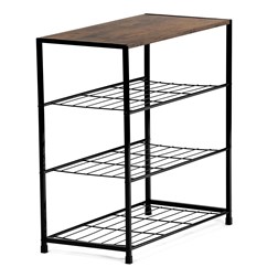 Botník, 3 police, MDF, dekor staré dřevo sonoma, černý kov