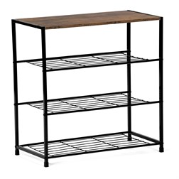 Botník, 3 police, MDF, dekor staré dřevo sonoma, černý kov