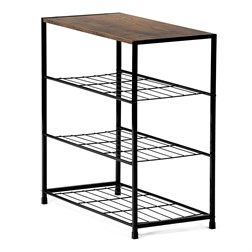 Botník, 3 police, MDF, dekor staré dřevo sonoma, černý kov