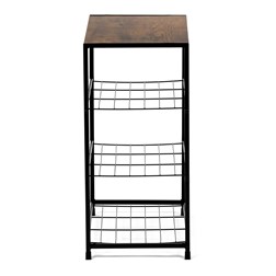 Botník, 3 police, MDF, dekor staré dřevo sonoma, černý kov