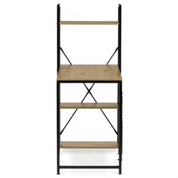 Stůl pracovní s regálem, MDF, dekor dub, černý kov