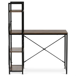 Stůl pracovní s regálem, MDF, dekor staré dřevo, černý kov