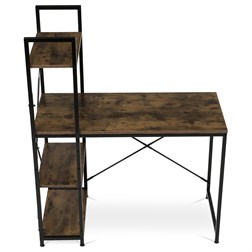 Stůl pracovní s regálem, MDF, dekor staré dřevo, černý kov