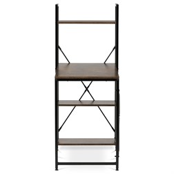 Stůl pracovní s regálem, MDF, dekor staré dřevo, černý kov